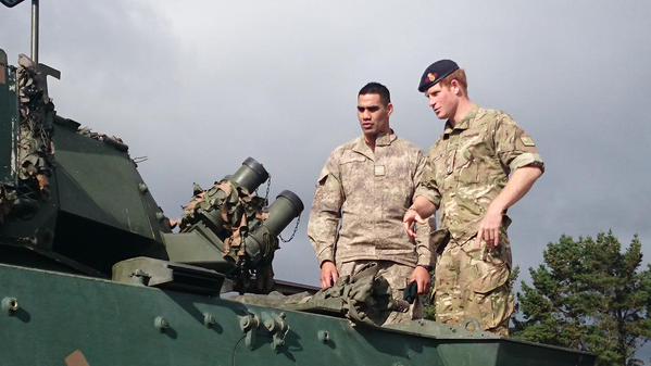 Prince Harry on board armored vehicle