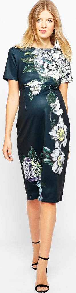 ASOS Maternity Premium Placed Floral Scuba Midi Bodycon Dress