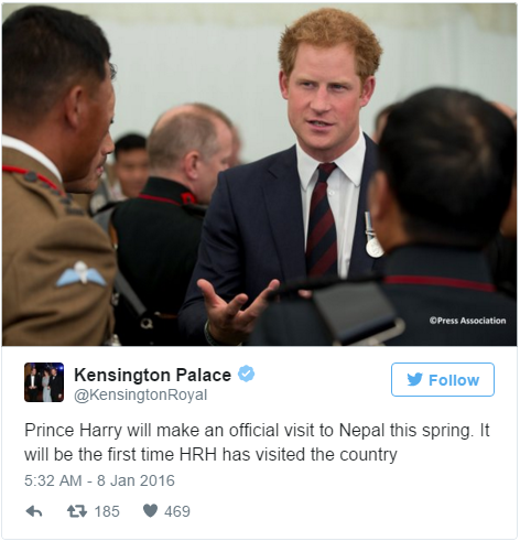 Harry to visit Nepal