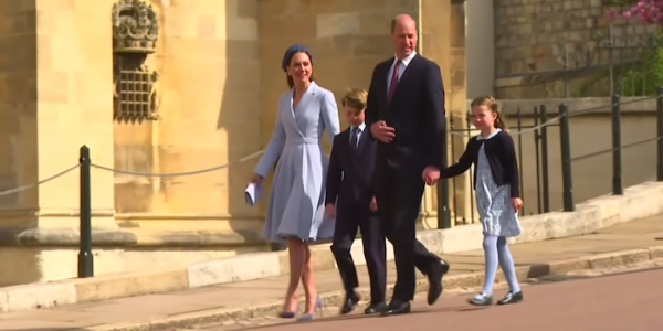 William & Kate bring kids to Easter service